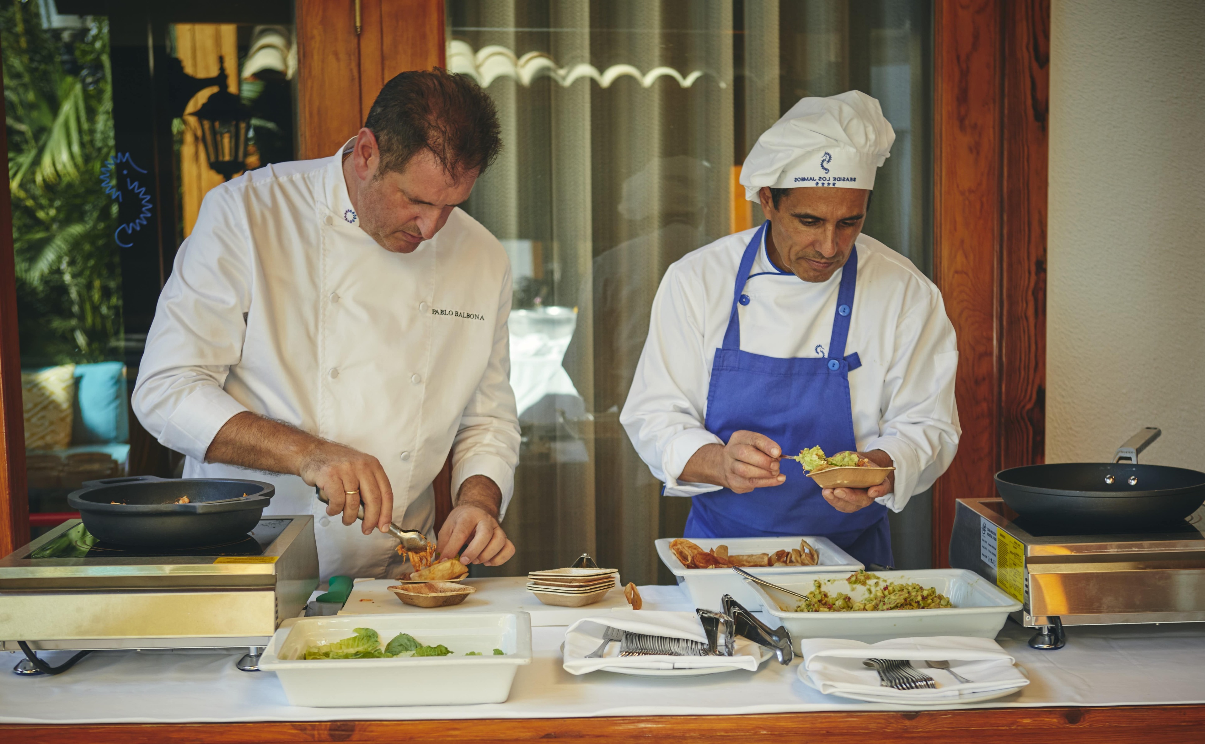 Chef Pablo Balbona and Chef Vicente Rodríguez, from Seaside Los Jameos. 